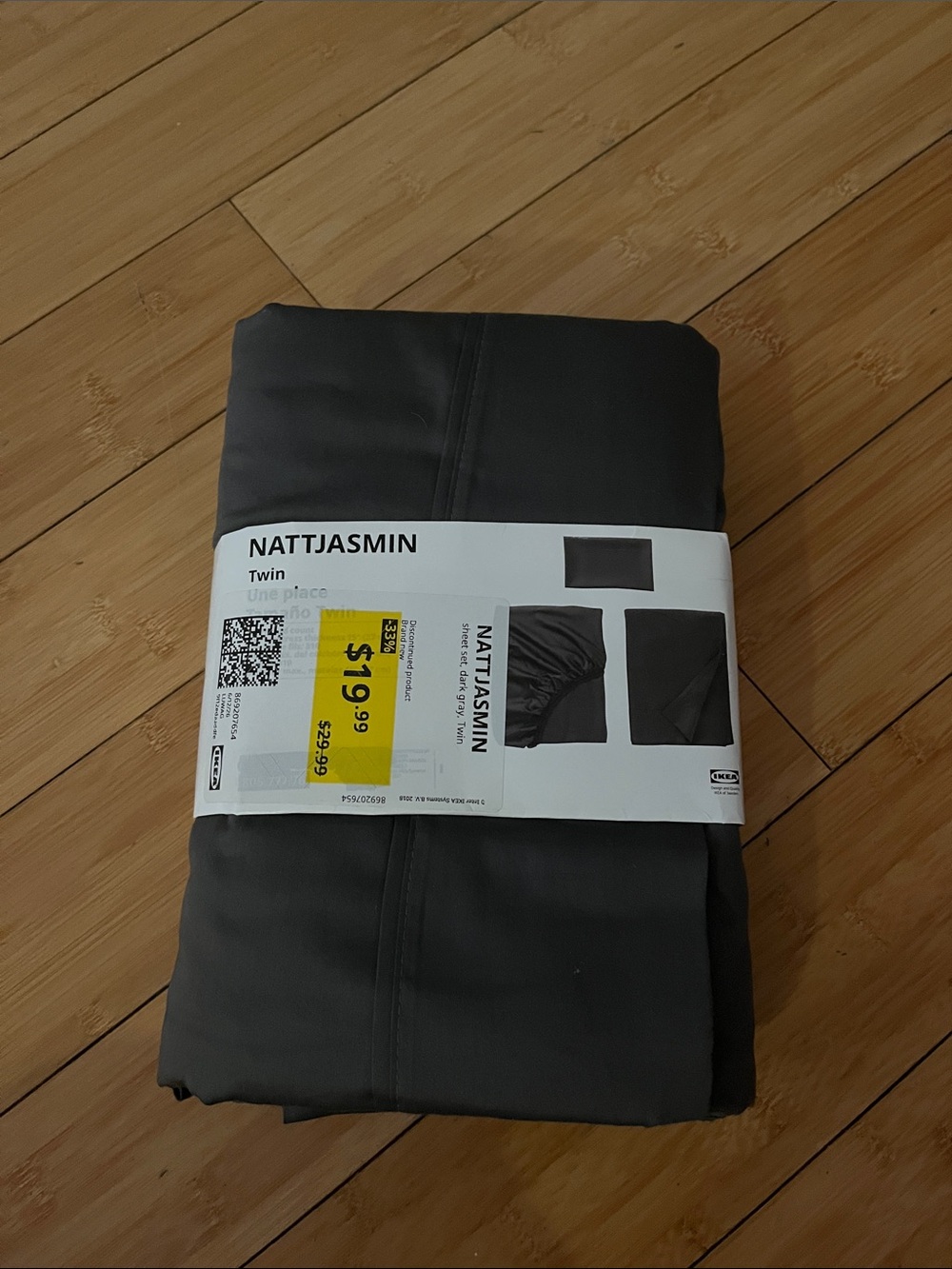 IKEA NATTJASMIN Twin Sheet Set - Dark Gray